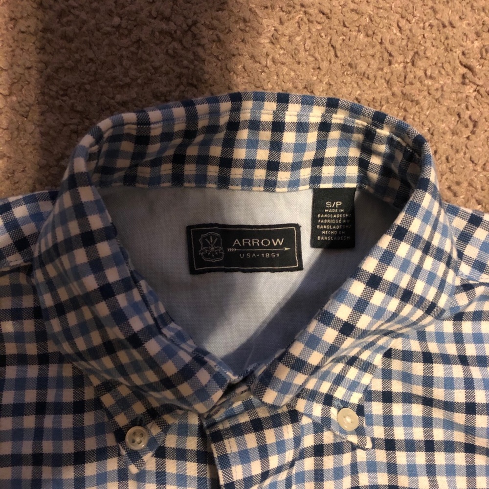 Blue plaid Oxford - Picture 2 of 2